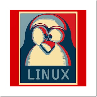 Linux tux penguin obama poster logo Posters and Art